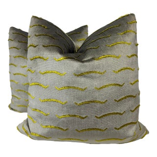 Dedar "Nouelles Vagues" in Tiger's Eye 22" Pillows-a Pair For Sale
