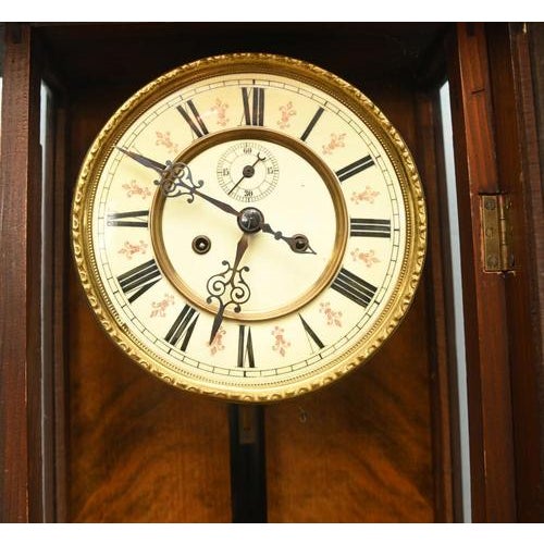 Antique Regulator Wall Clock with Walnut Case from AG Lenzkirch, Vienna, Austria, 1890 For Sale - Image 5 of 9