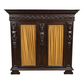 Renaissance Style Carved Wooden Library, 1800s For Sale