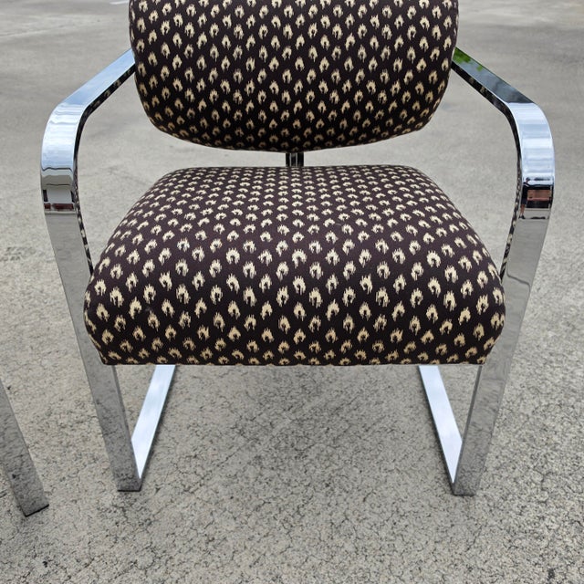 Milo Baughman for Thayer Coggin 1970s Postmodern Chrome Cantilever Armchairs Pair For Sale - Image 13 of 18