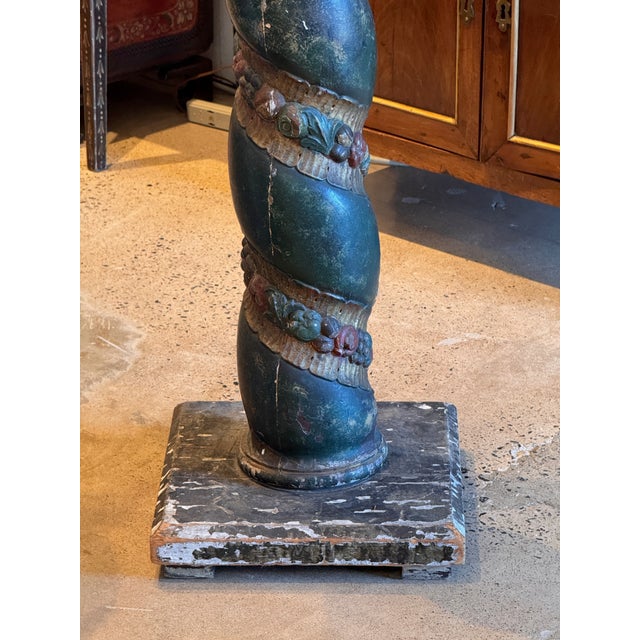 19th Century Italian Carved and Painted Column Pedestal For Sale - Image 5 of 7