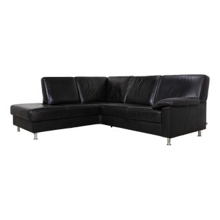 Florence Corner Sofa in Black Leather by Ewald Schillig For Sale