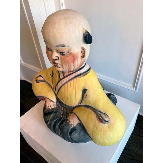 Gold Important Ceramic Sculpture Karako by Akio Takamori Exhibited and Published For Sale - Image 8 of 18