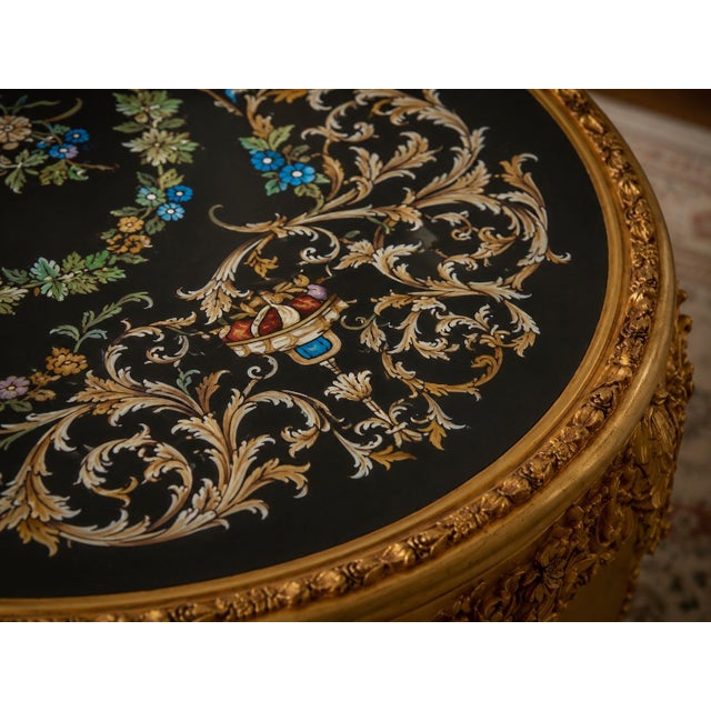 1980s Italian Artisan Baroque Gold Beech Floral Center Table For Sale - Image 12 of 18