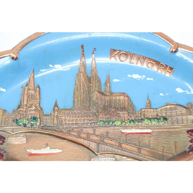 Arts & Crafts Hand-Painted Copper Plates, German Souvenir, Arts and Crafts Style For Sale - Image 3 of 15