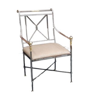 Regency Wrought Iron Armchair by Alberto Orlandi, Italy, 1970s For Sale