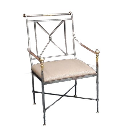 Regency Wrought Iron Armchair by Alberto Orlandi, Italy, 1970s For Sale