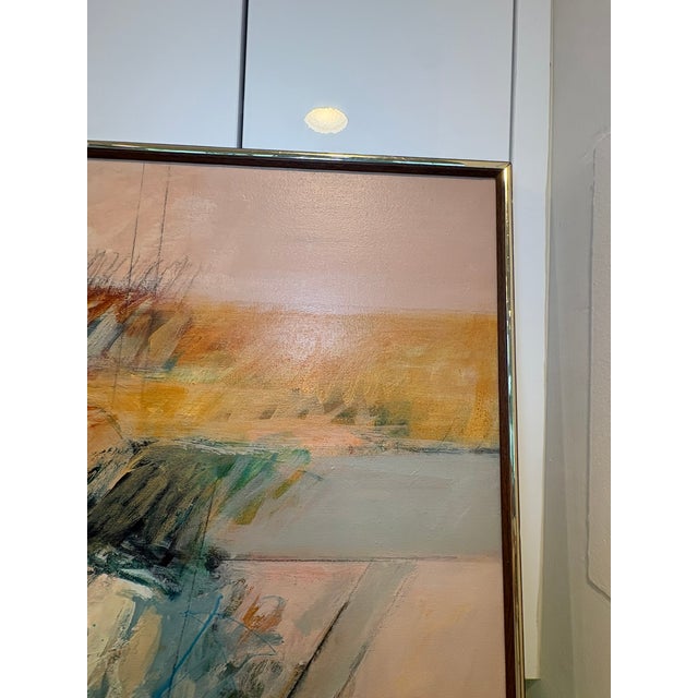 Large Vintage Abstract Oil Painting Earth Tone Modern Signed & Framed Wall Art For Sale In Miami - Image 6 of 17