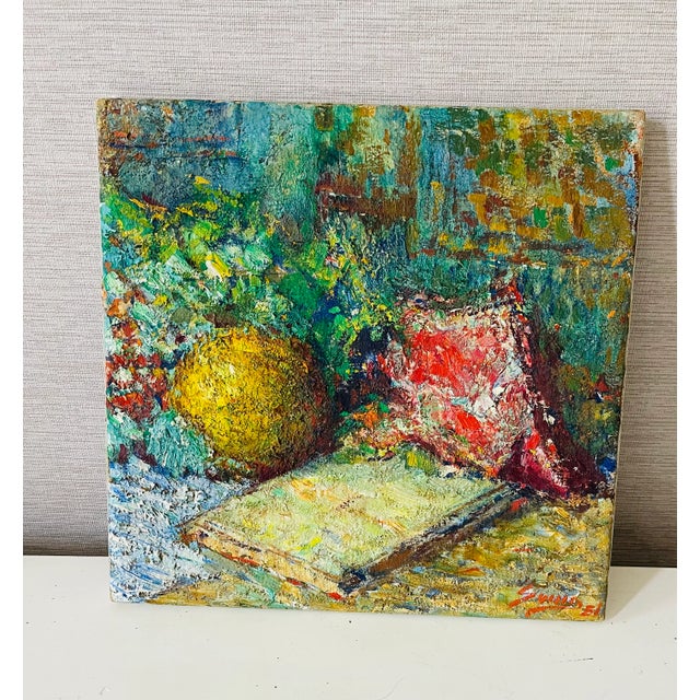 Colorful abstract impressionist oil on canvas painting by Checz artist S.Kolar, signed lower right.