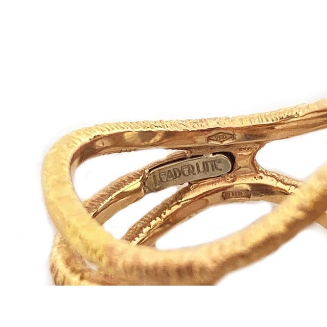 Metal Mid 20th Century Leader Line 18k Rose Gold Sliced Pink Quartz Fancy Flex Top Designer Ring Size 6 For Sale - Image 7 of 7