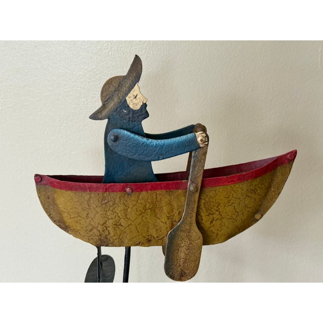 Vintage Folk Art Man in Row Boat Balancing Sculpture For Sale - Image 10 of 12