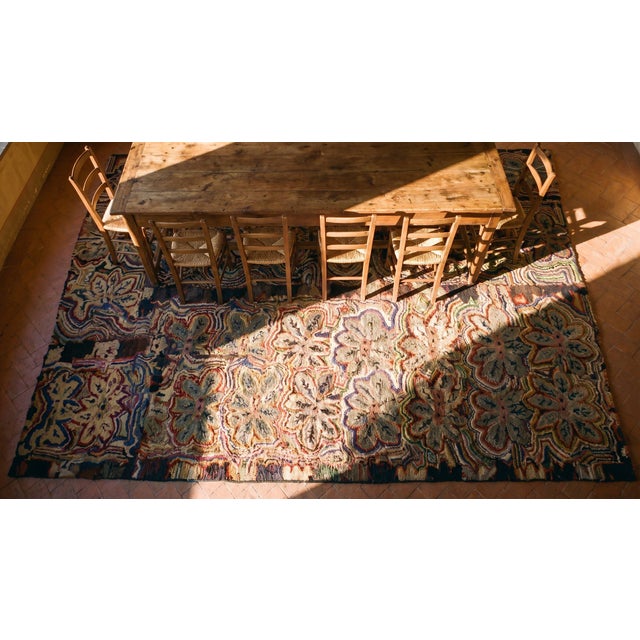 Great Multi Color With Unique Florid Design Antique American Hooked Rug For Sale - Image 13 of 15