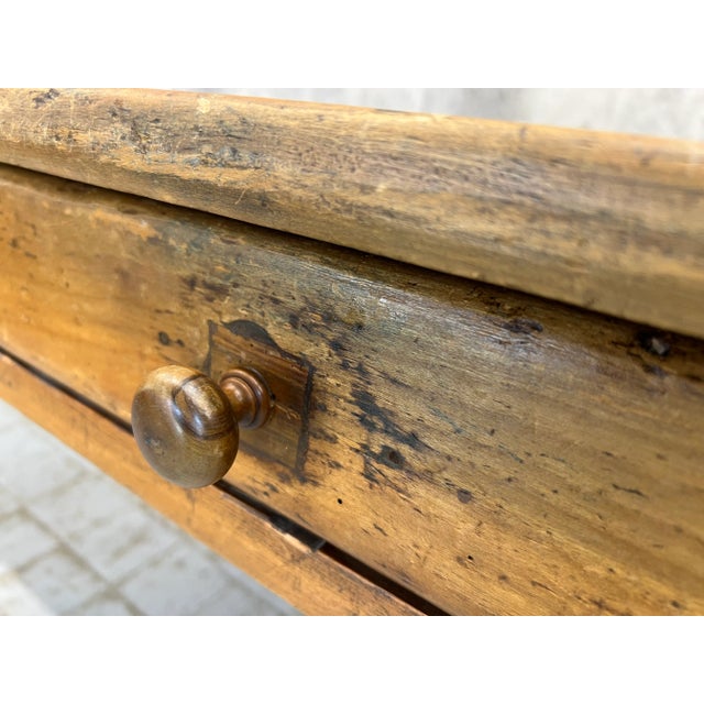Kitchen Dining Table or Desk with 3 Drawers and Tapered Legs, 1890s For Sale - Image 10 of 17