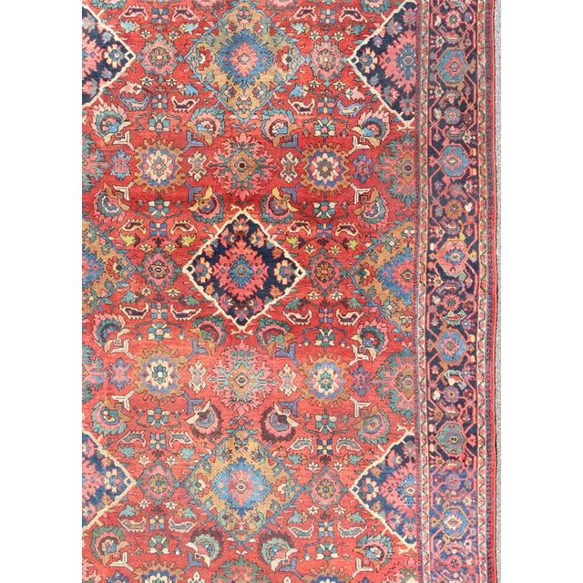 Persian Early 20th Century Antique Sultanabad Rug With All Over Diamond Medallions & Floral Motifs For Sale - Image 3 of 9