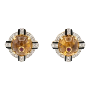 Natural Citrine 8.05cts & Diamond 0.30cts Earring in 14k Gold