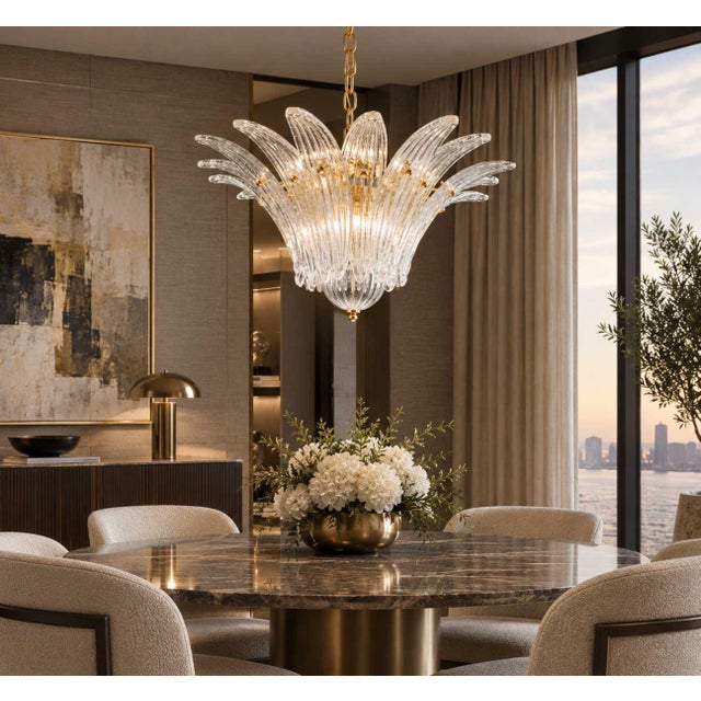 Glass Italian Palmette Murano Glass Chandelier by Fabio LTD For Sale - Image 7 of 7