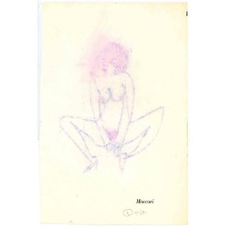 Mino Maccari, Nude Figurative Composition, 1950s, Pastel on Paper For Sale