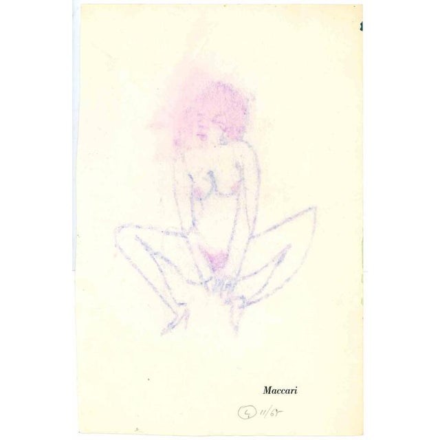 Mino Maccari, Nude Figurative Composition, 1950s, Pastel on Paper For Sale