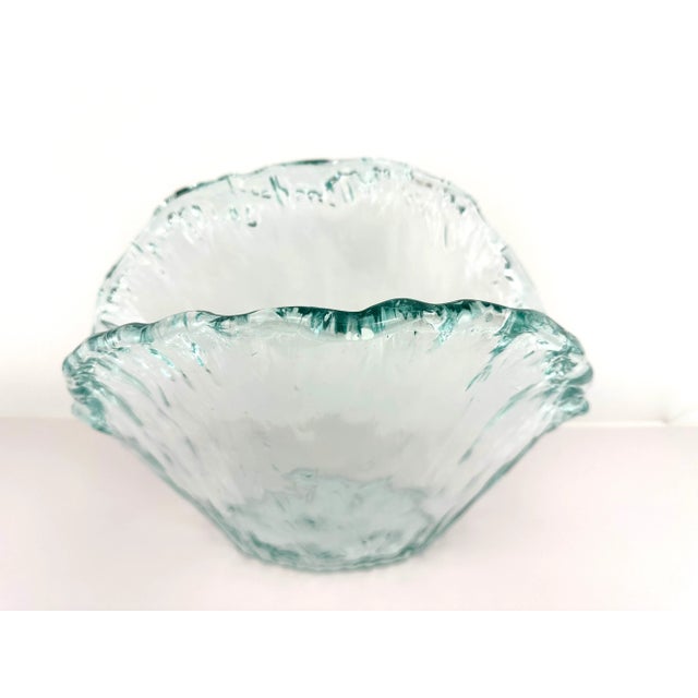 Contemporary Large 1980s Contemporary Art Glass Ocean Water Wave Vase For Sale - Image 3 of 10