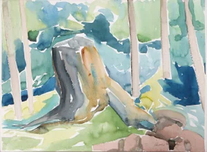Harold Wallerstein, Wooded Landscape, Watercolor on Paper