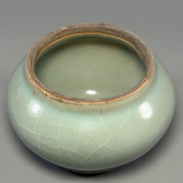 Chinese Antique Chinese Celadon Covered Jar With Animal‑Form Finial, Collectible Antique For Sale - Image 3 of 6