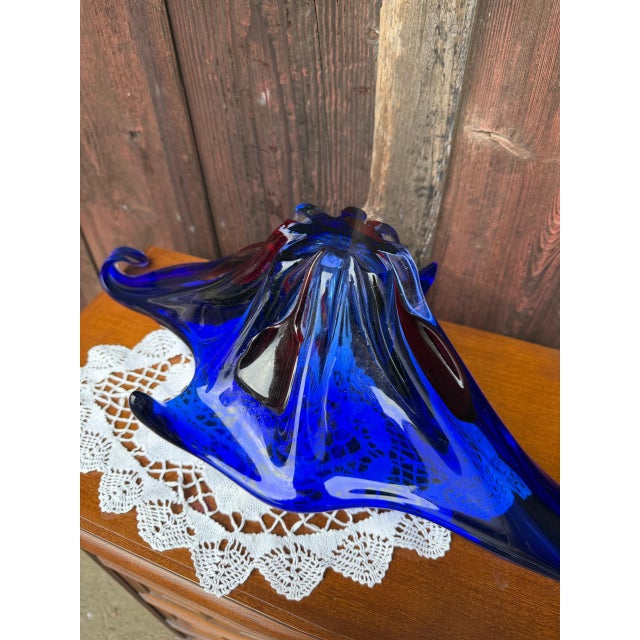 1970s Large Mid-Century Blue-Red-Clear Sommerso Murano Glass Bowl, 1960s For Sale - Image 5 of 18