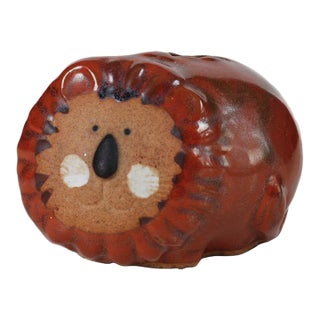 1970s Studio Pottery Lion Coin Bank For Sale