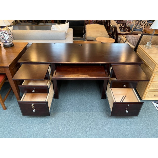 Pederesen's Furniture Company Executive Desk With Locking Key For Sale - Image 10 of 13