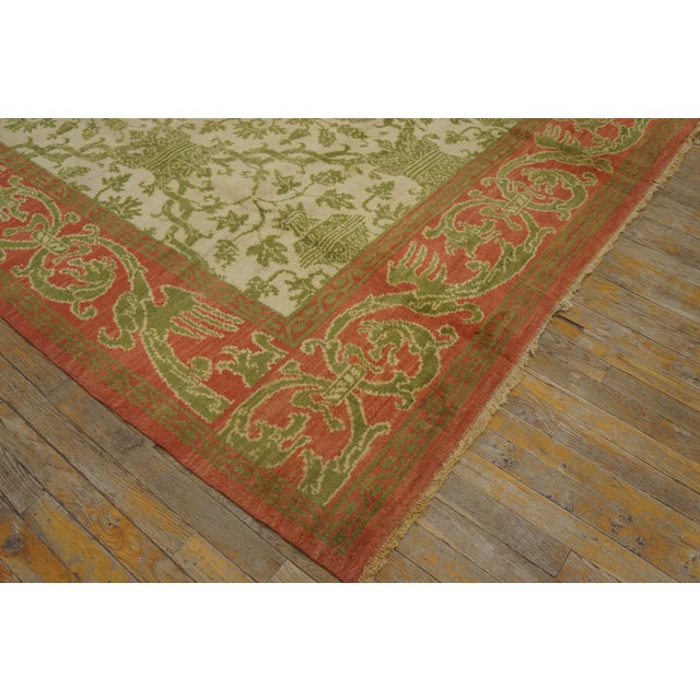 Ivory 1930s Ivory European Modern Antique Spanish Cuenca Rug 6'6" X 10' Handknotted Wool Carpet For Sale - Image 8 of 8