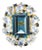Nina Zhou London Blue Topaz Aquamarine Sapphire Cocktail Ring in 14k Yellow Gold, size 4.5 For Sale