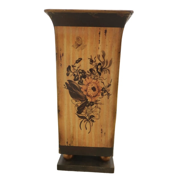 Toleware Paint Decorated Planter Vase For Sale