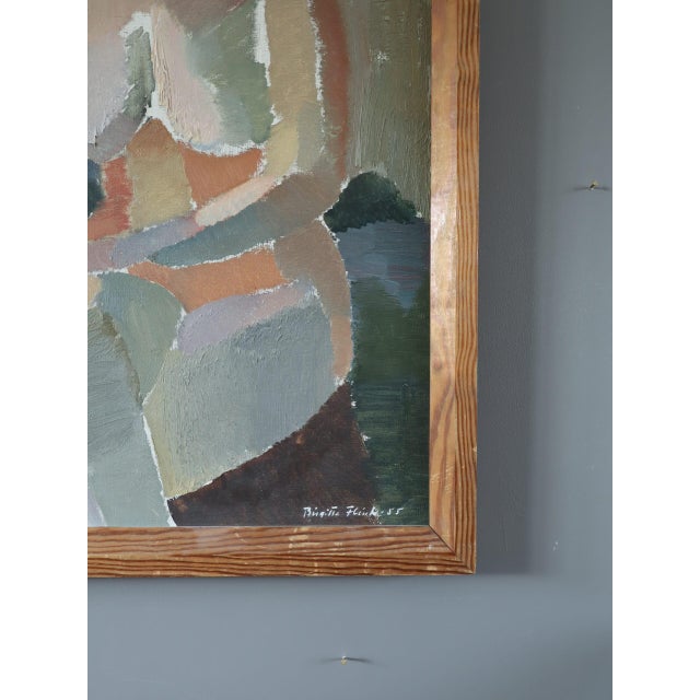 1955 Mid-Century Modern 'A Moment Between Thoughts' Swedish Abstract Figurative Oil Painting, Framed For Sale - Image 6 of 10