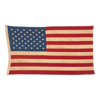 Vintage Cotton American Flag With Embroidered Stars For Sale