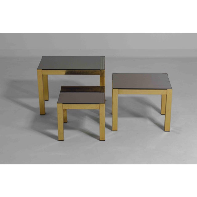 1980s Regency Brass Nesting Tables from Belgo Chrome, Belgium, 1980s, Set of 3 For Sale - Image 5 of 9