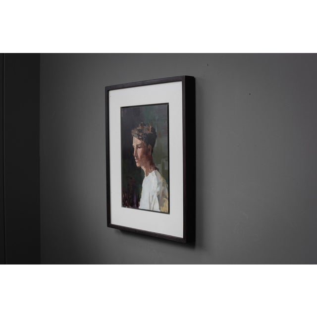 Black Contemporary Brother by Jon Doran | Oil on Panel Profile Portrait of a Young Man For Sale - Image 8 of 9