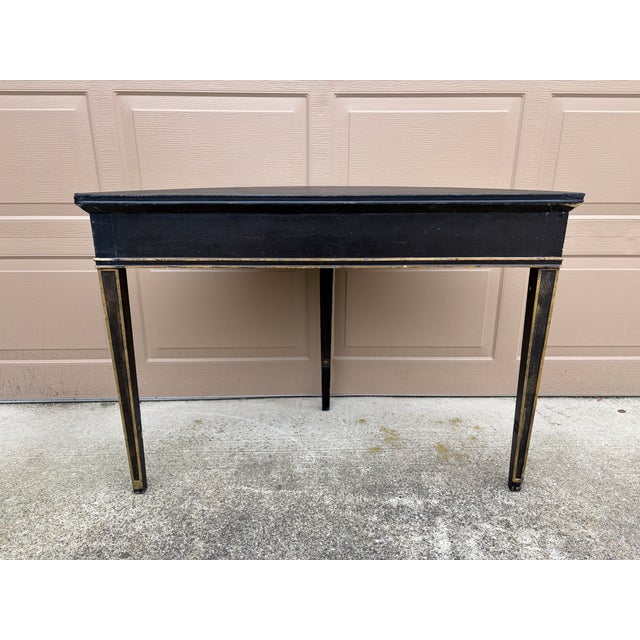 Regency Black and Gold Demilune Console Table For Sale - Image 9 of 10