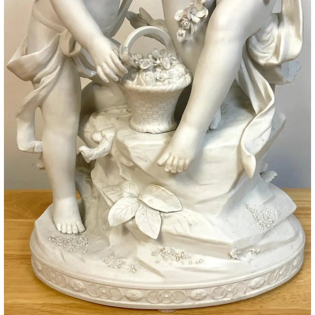 Mid 20th Century S√®vres Style Biscuit Grouping of Children With Flowers in Landscape For Sale - Image 11 of 13