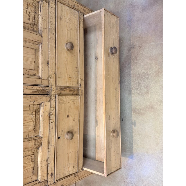 Antique 19th Century Irish Scrub Pine Two-Door Clothing Armoire With Three Drawers For Sale - Image 9 of 11