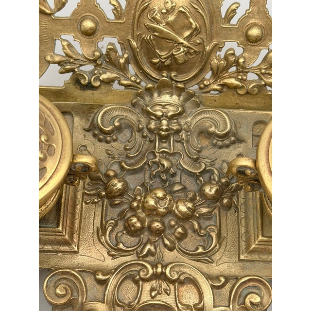 Antique 19th Century French Rococo Cast Brass Double Inkwell For Sale - Image 10 of 18