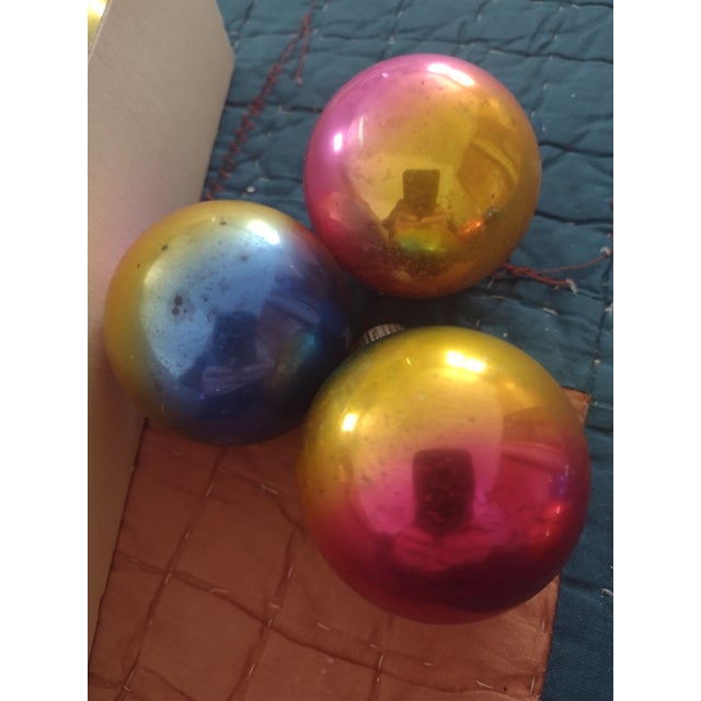 Mid 20th Century Shiny Brite Ombre Glass Ornaments in Original Box For Sale - Image 5 of 18
