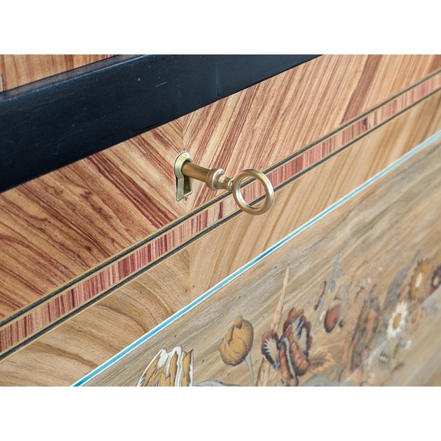 Vintage Chest of Drawers with Blockboard and Brass Inlays, 1950s For Sale - Image 10 of 14