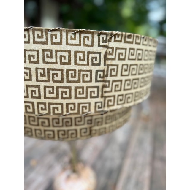 Two-Tier Fiberglass Lampshade With Greek Key Pattern -a Pair For Sale - Image 10 of 18