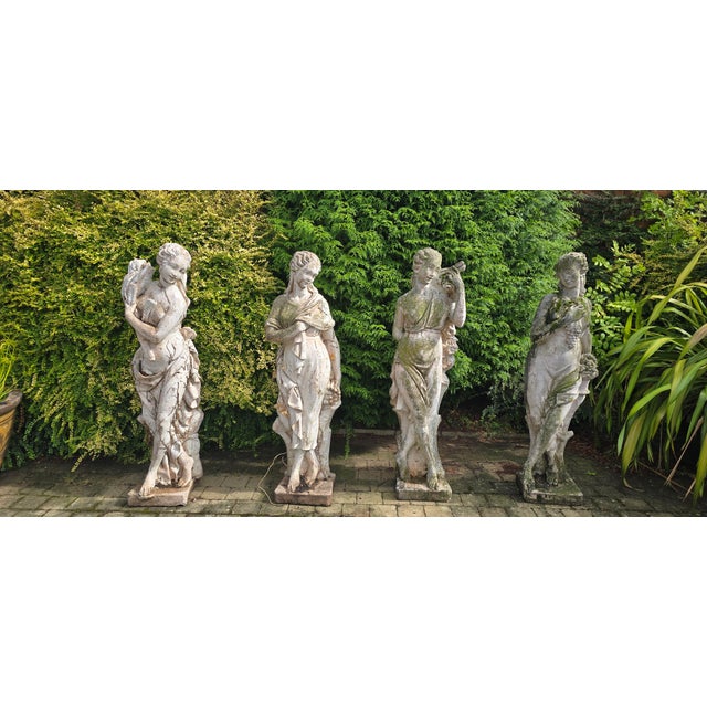 Gray Large Vintage Four Seasons Garden Sculptures, 1930, Set of 4 For Sale - Image 8 of 13