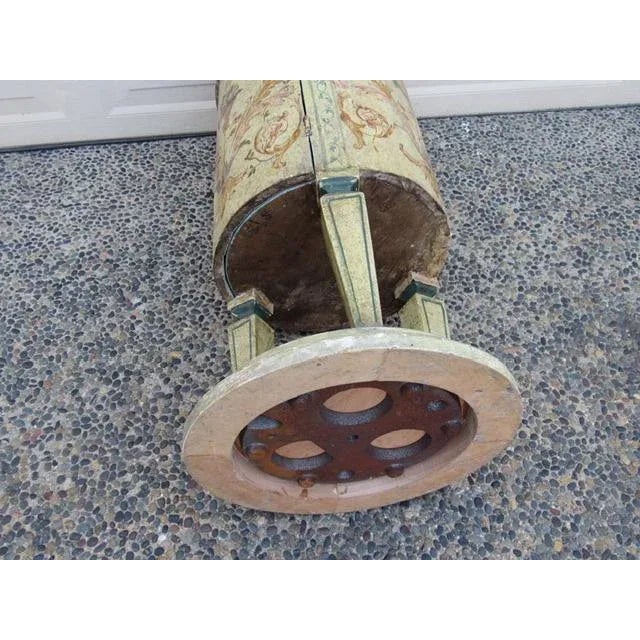 Wood Antique Painted Italian Drum Table For Sale - Image 7 of 12