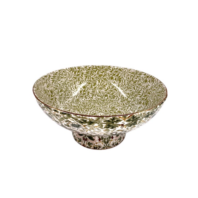 Green Morris & Co. Strawberry Thief 11" Diam Porcelain Pedestal Bowl For Sale - Image 8 of 8