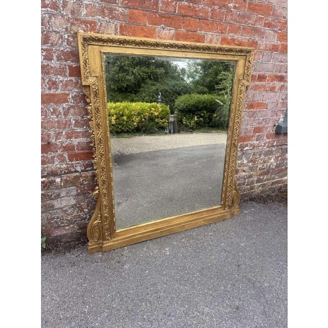 Antique English Gilt Ornate Framed Overmantle Mirror For Sale - Image 10 of 10