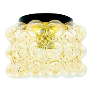 Mid-Century Amber Bubble Glass Flush Mount by Helena Tynell for Limburg, Germany, 1960s