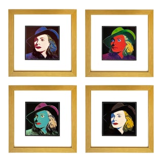 1983 Andy Warhol Set of Four Ingrid Bergman With Hat 3-5-8-9 Framed For Sale