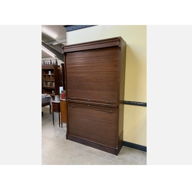 1910s Antique Art Nouveau Roller Shutter Archive Cabinet from Soennecken, 1910 For Sale - Image 5 of 11