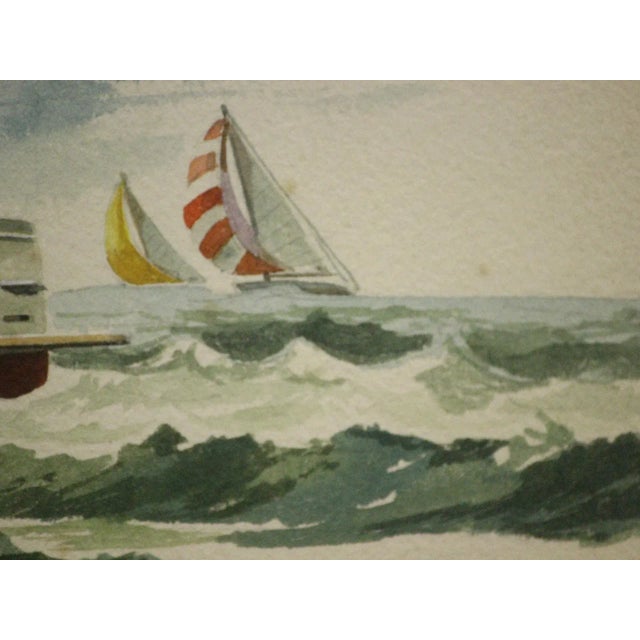 "Private Yacht" Watercolor For Sale - Image 5 of 5